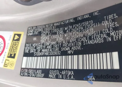 2014 Toyota Highlander Limited V6 z USA, uszkodzony, nr VIN 5TDDKRFH8ES009692